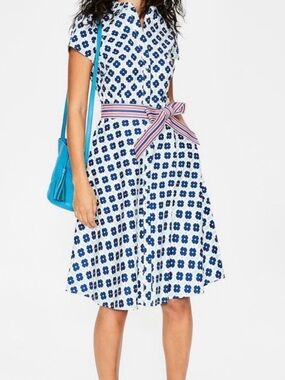 Blue & White Floral Button-Front Dress (belt not included)